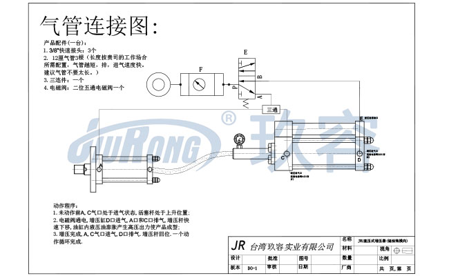 JRU直压式增压器(储油筒横向)电控气路连接图