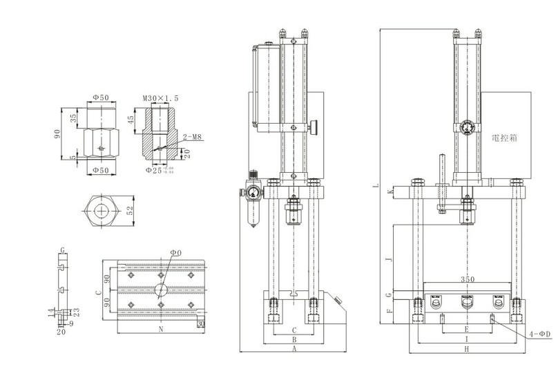 小型四柱氣液增壓機設計圖