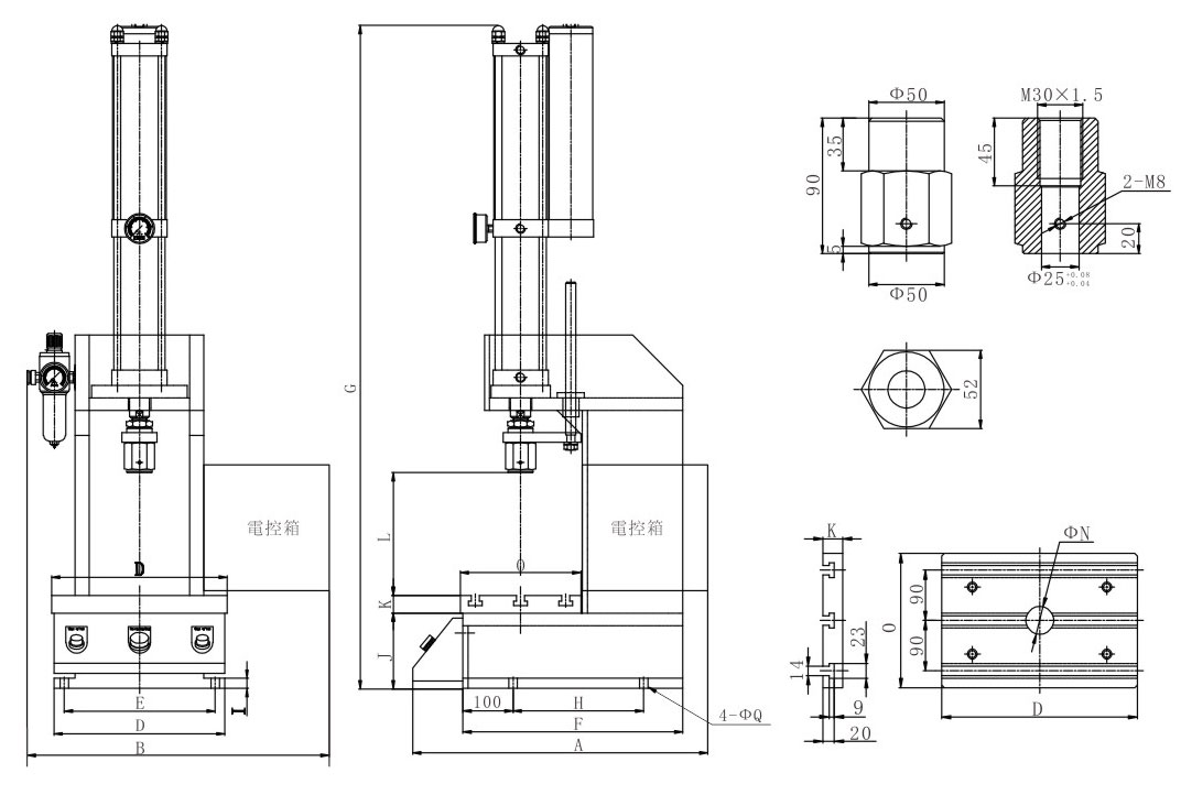 JRS半弓形臺式氣液壓力機設計圖